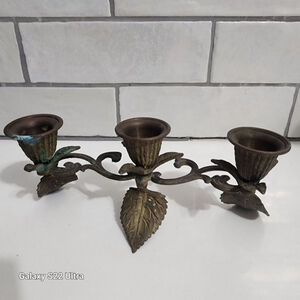 Brass Leaf Design 3-Candle Holder